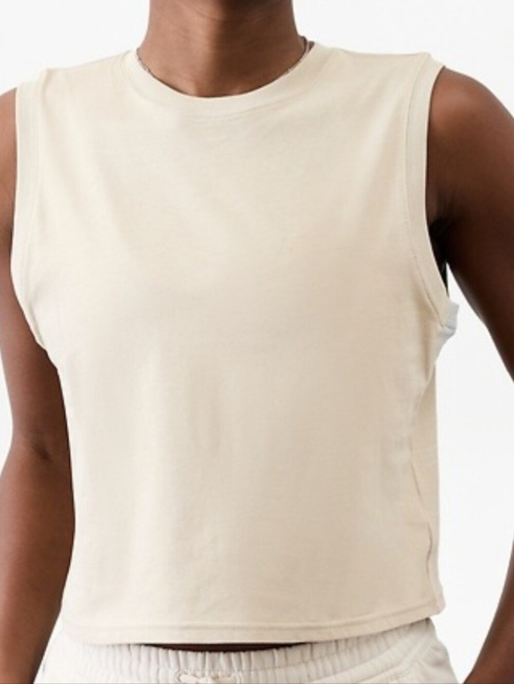 Athleta Beige True Cotton Cropped  Tank